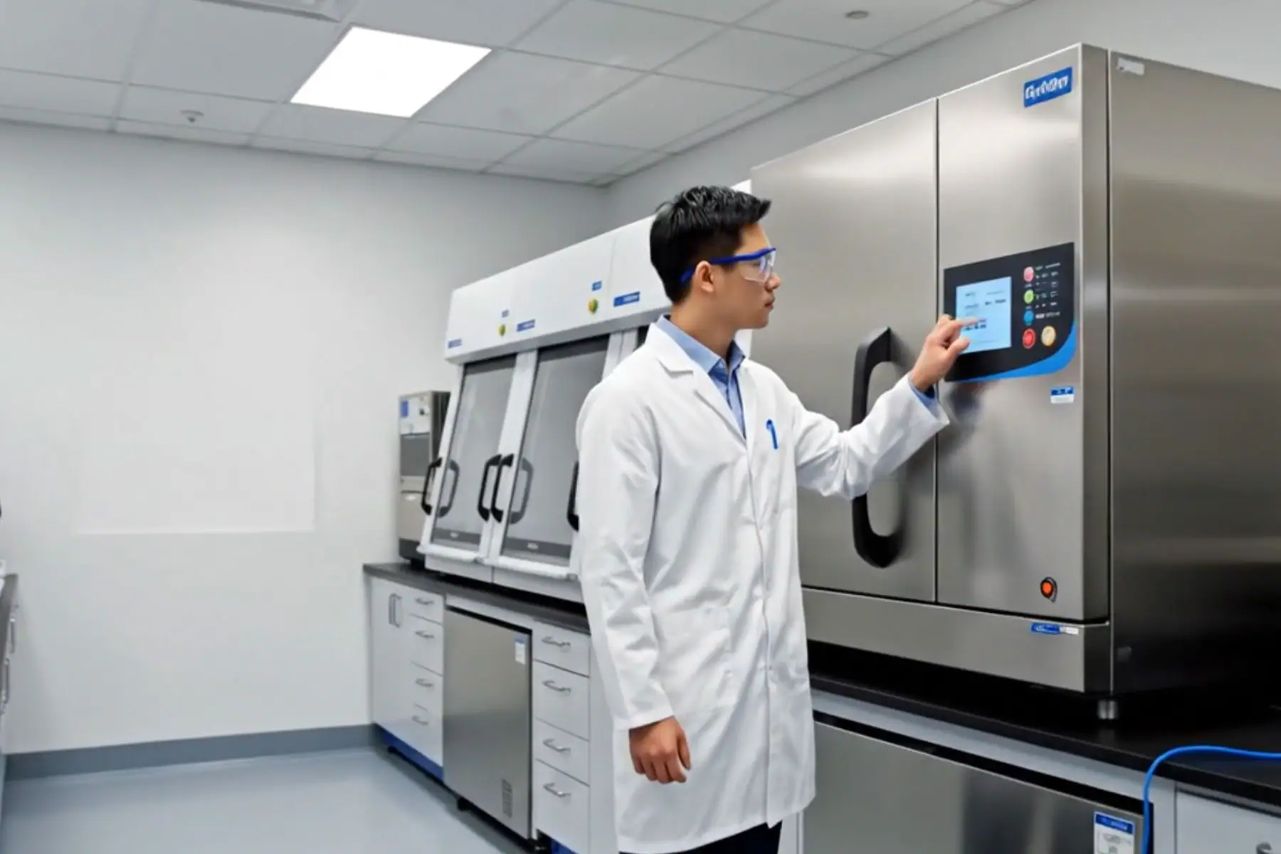 A Legacy Lab Supplies technician working with laboratory equipment