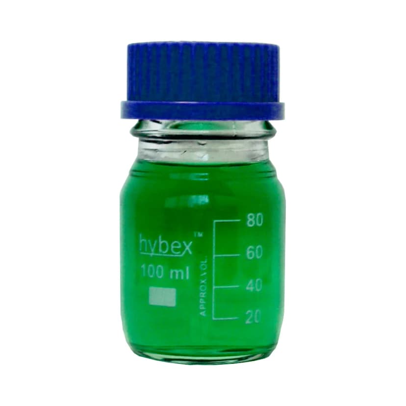 hybex Media Storage Bottle, 100 mL with GL45 Blue Cap, 10/pk - Laboratory Equipment | Legacy Lab Supplies