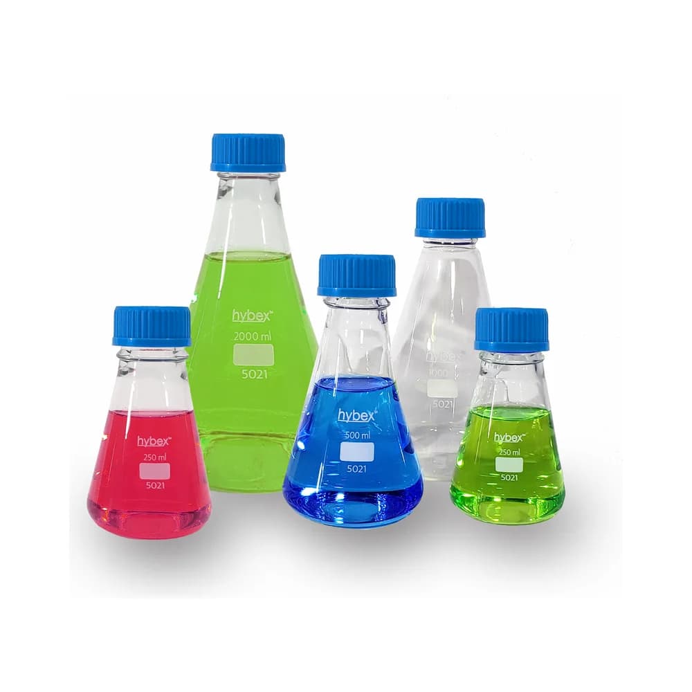 hybex 1000 mL Erlenmeyer Flask with GL45 Cap, 6/pk - Glass Bottles & Flasks | Legacy Lab Supplies