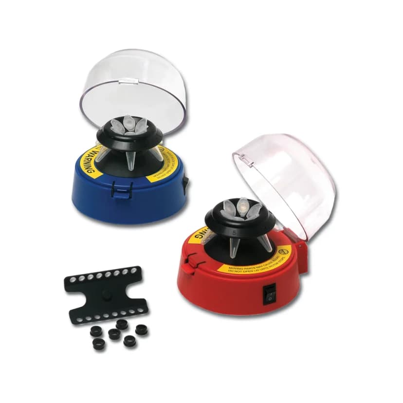 Red mini-centrifuge, includes round rotor (6 place) - Life Science | Shop Online | Legacy Lab Supplies