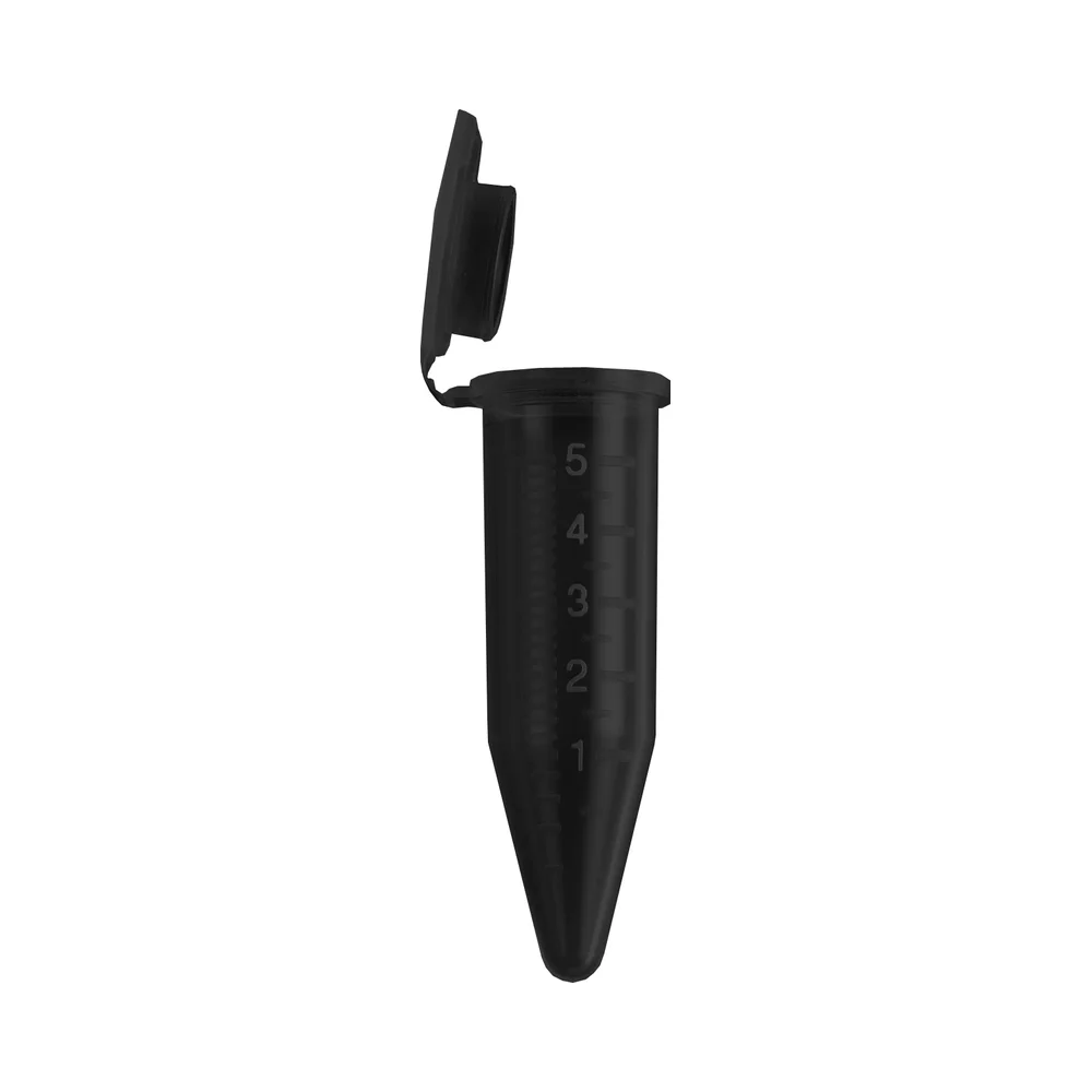5 mL Tubes, Sterile with Attached Screw Caps in Foam Racks, Opaque Black, 500/each - Centrifuge Tubes | Legacy Lab Supplies