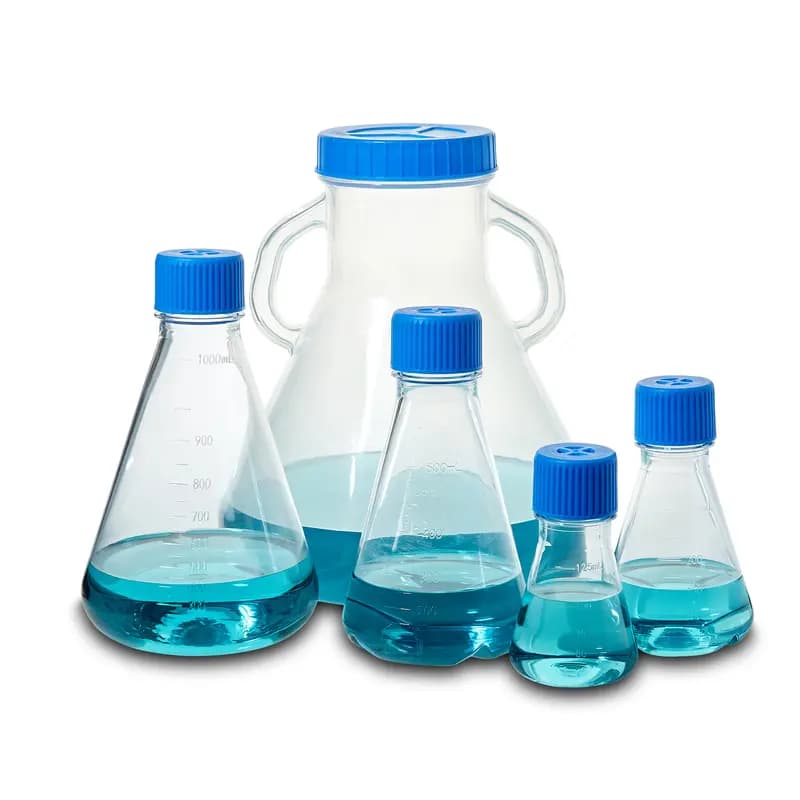 125 mL PETG Flat-Bottom Erlenmeyer Flask, Sterile , 24/case - Flasks | Legacy Lab Supplies