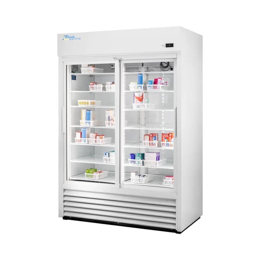True Scientific TSCI-1200PR-SLG-M-WW-1A 2°C to 8°C Pharmacy Refrigerator, 1204 L / 42.5 cu ft, Slide Glass Door - Cold Storage | Legacy Lab Supplies