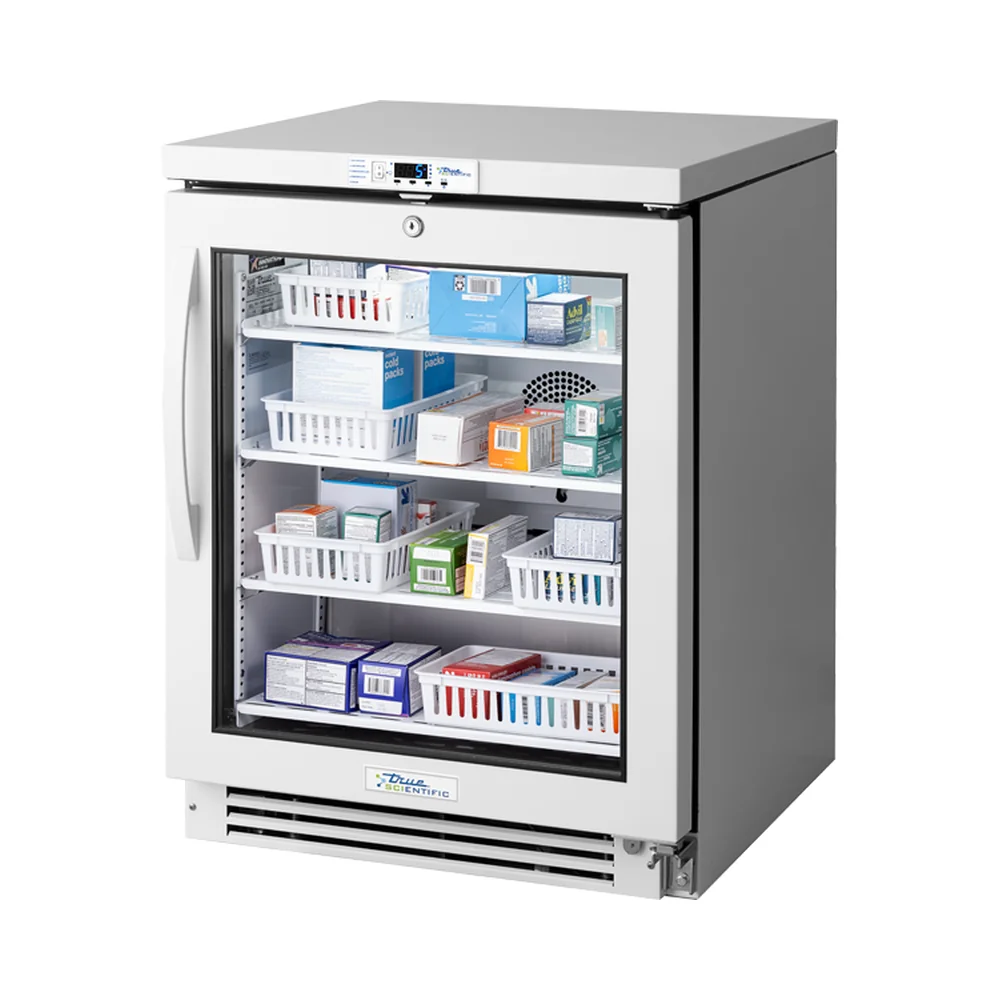 True Scientific TSCI-150PR-SWG-R-WW-1A 2°C to 8°C Pharmacy Refrigerator, 134 L / 4.72 cu ft, Swing Glass Door - Pharmacy Refrigerators | Legacy Lab Supplies
