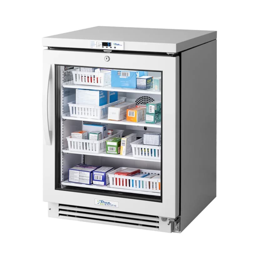 True Scientific TSCI-150PR-SWG-R-WW-1A 2°C to 8°C Pharmacy Refrigerator, 134 L / 4.72 cu ft, Swing Glass Door - Cold Storage | Legacy Lab Supplies