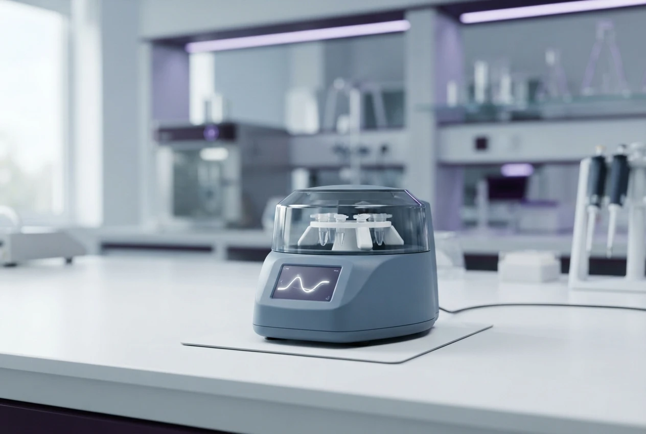 A benchtop digital mini centrifuge.